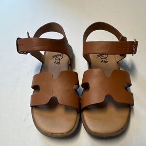 Art Class Girls Brown Strappy Open Toe Adjustable Buckle Sandals Size 1
